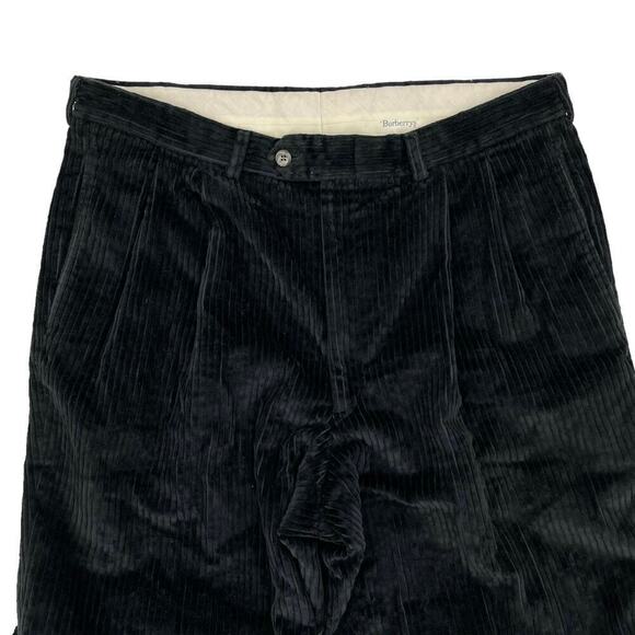 Vintage Burberry Corduroy Pants Straight Leg Black‎ Ribbed Size 36